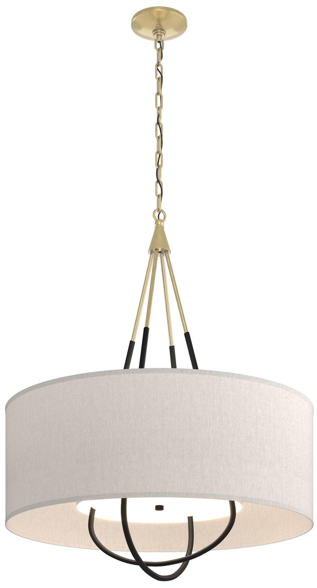 Loop Pendant - Modern Brass - Black - Flax Shade