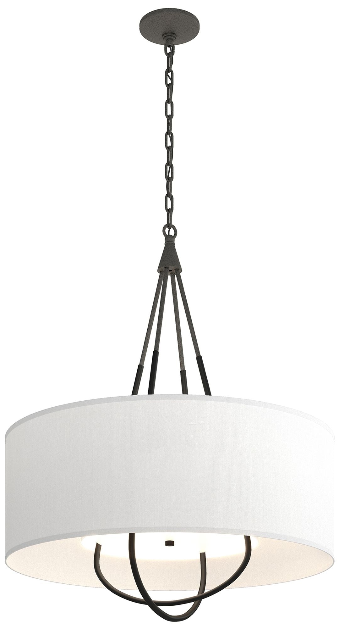 Loop Pendant - Natural Iron Finish - Black Accents - Natural Anna Shade