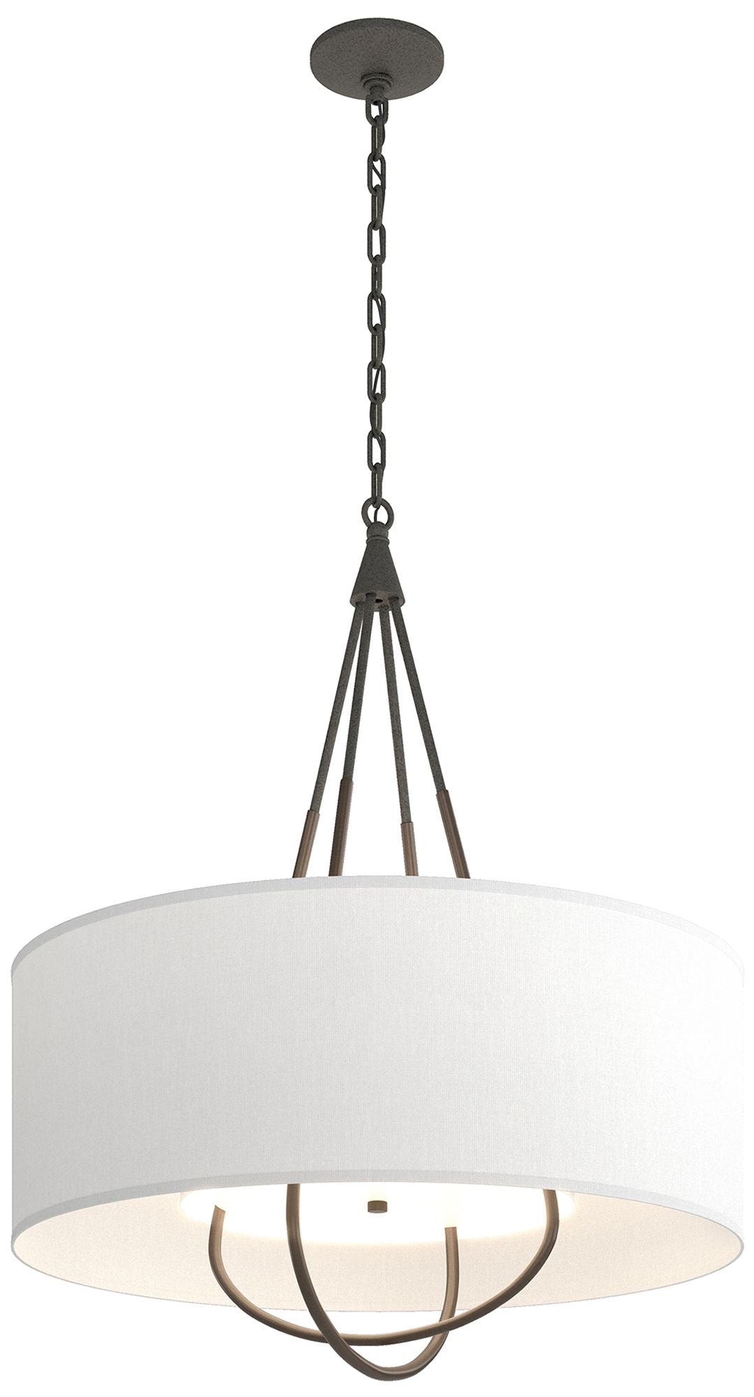 Loop Pendant - Natural Iron Finish - Bronze Accents - Natural Anna Shade