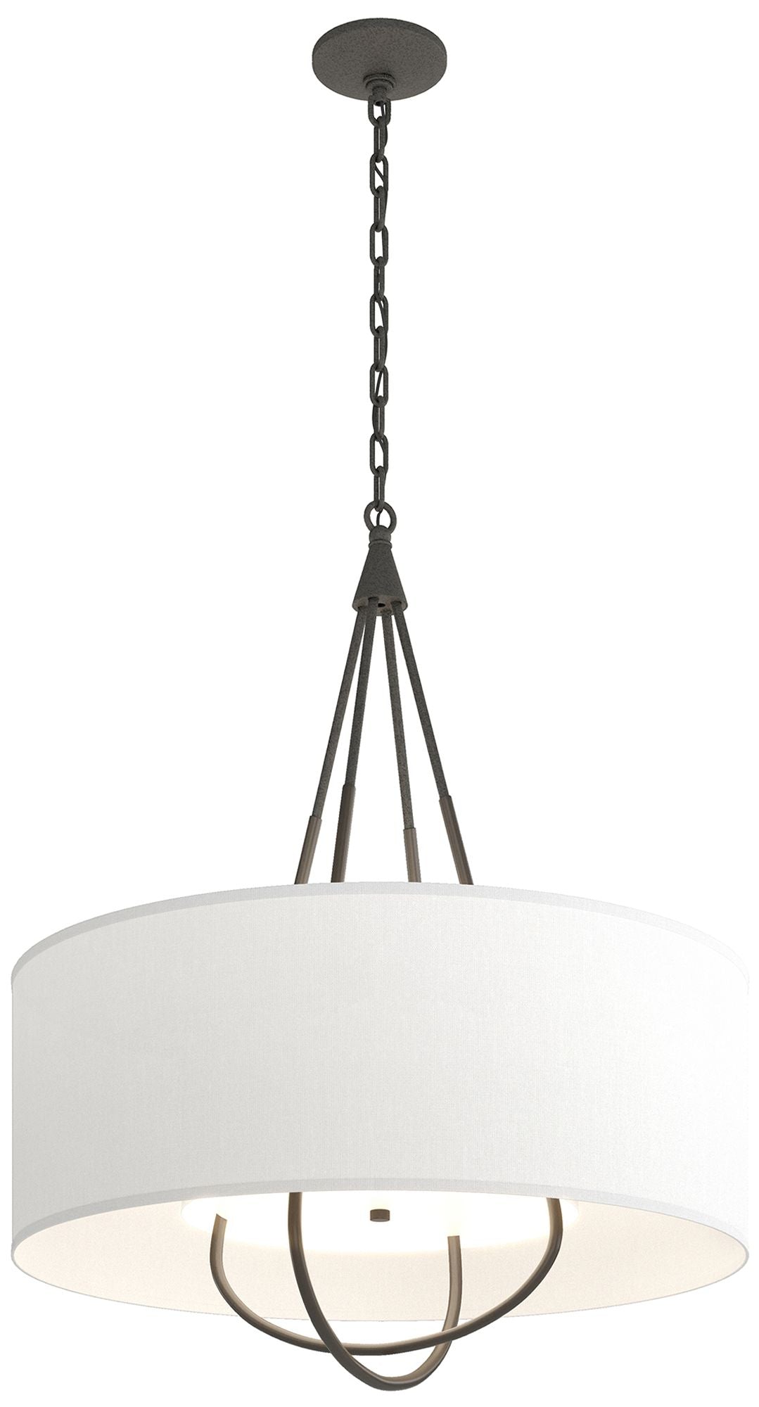 Loop Pendant - Natural Iron Finish - Dark Smoke Accents - Natural Shade