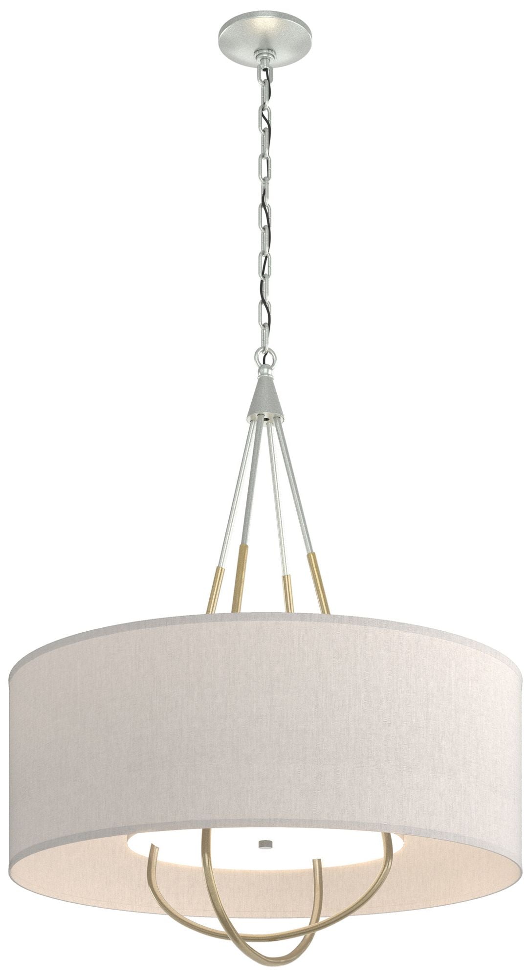 Loop Pendant - Platinum - Modern Brass - Flax Shade