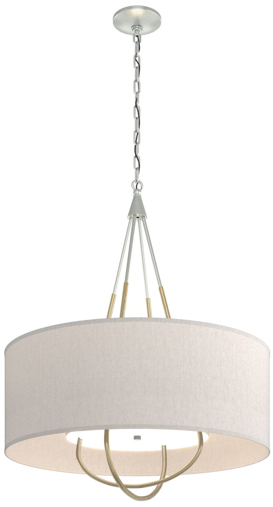 Loop Pendant - Platinum - Modern Brass - Flax Shade