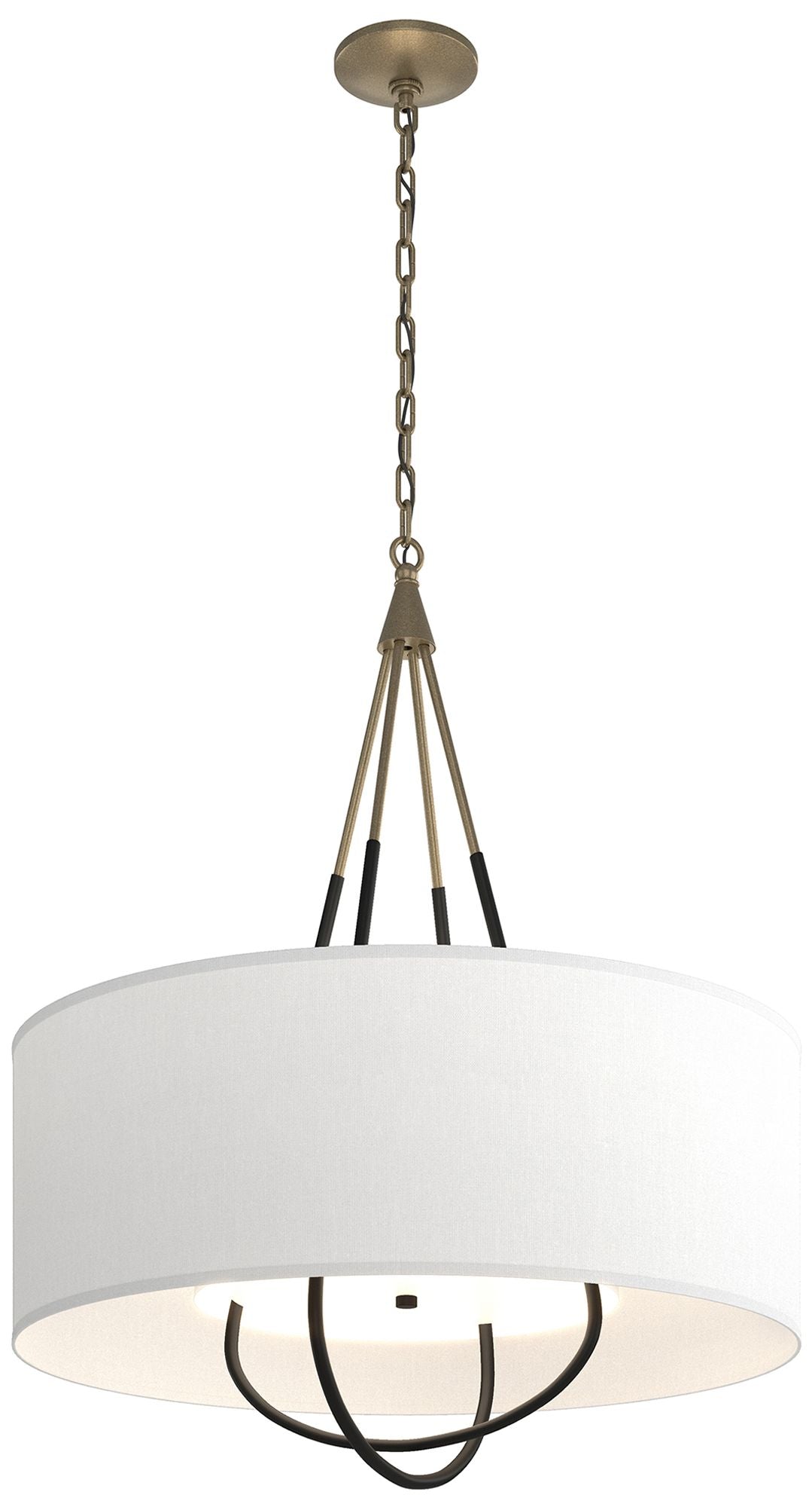 Loop Pendant - Soft Gold Finish - Black Accents - Natural Anna Shade