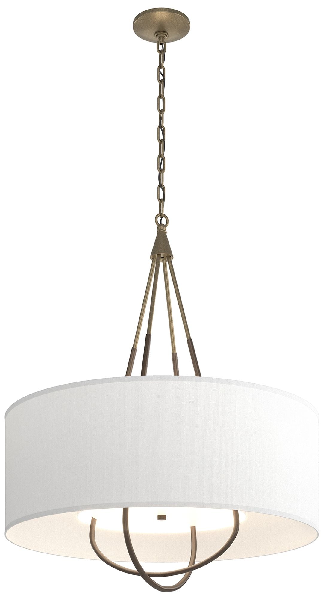 Loop Pendant - Soft Gold Finish - Bronze Accents - Natural Anna Shade