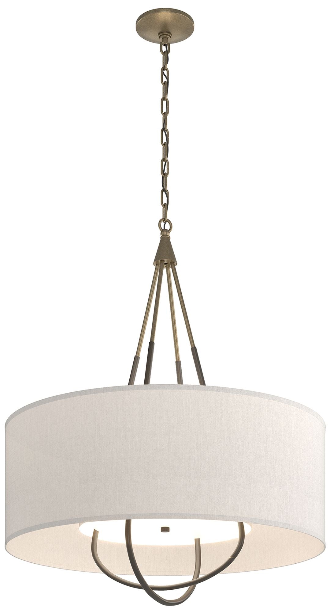 Loop Pendant - Soft Gold Finish - Dark Smoke Accents - Flax Shade