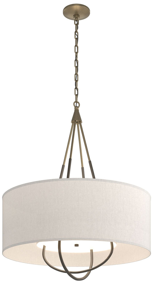 Loop Pendant - Soft Gold Finish - Dark Smoke Accents - Flax Shade