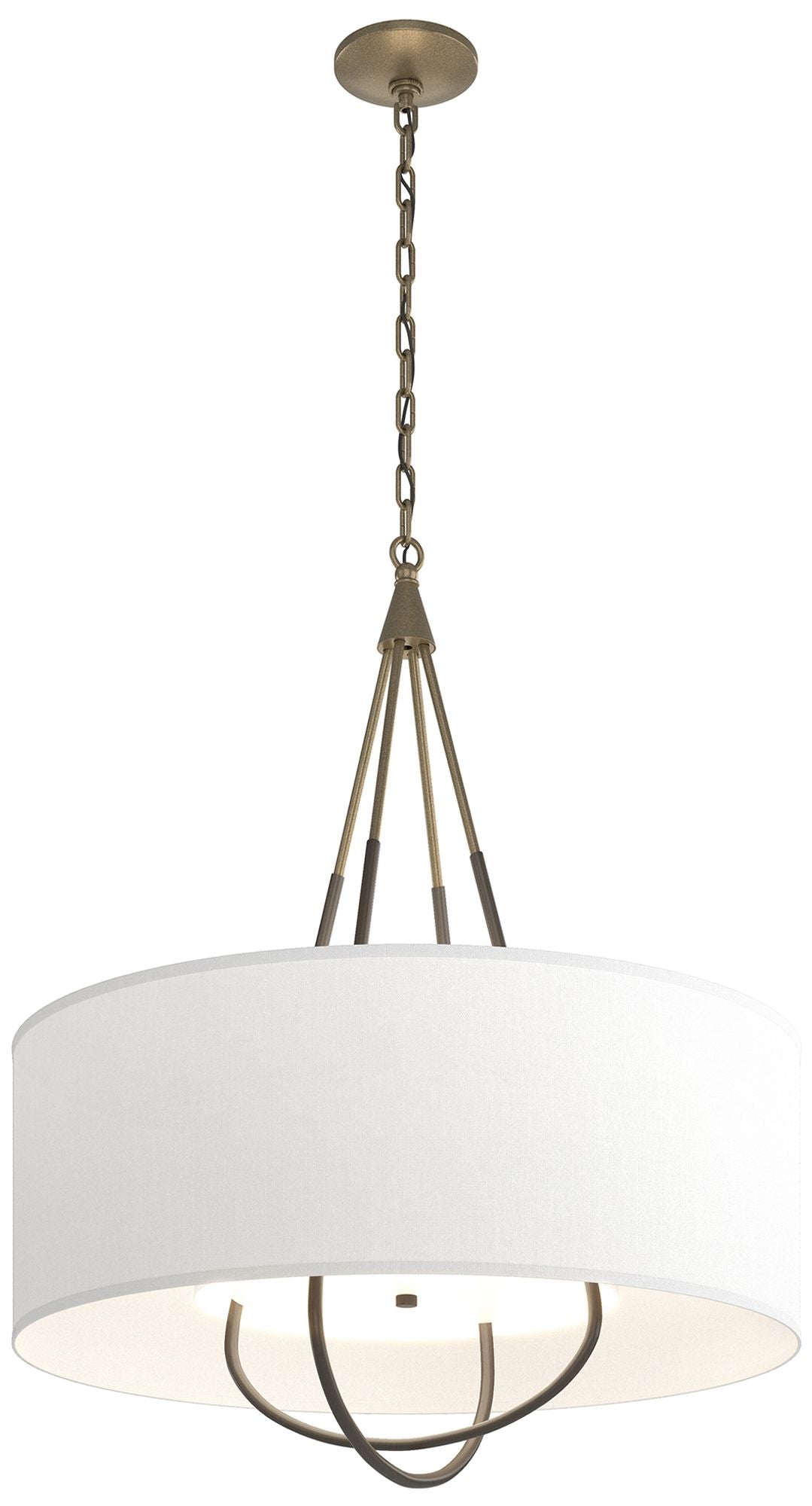 Loop Pendant - Soft Gold Finish - Dark Smoke Accents - Natural Anna Shade