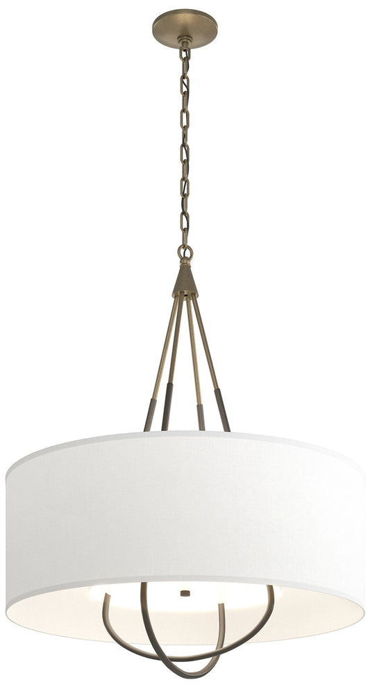 Loop Pendant - Soft Gold Finish - Dark Smoke Accents - Natural Anna Shade