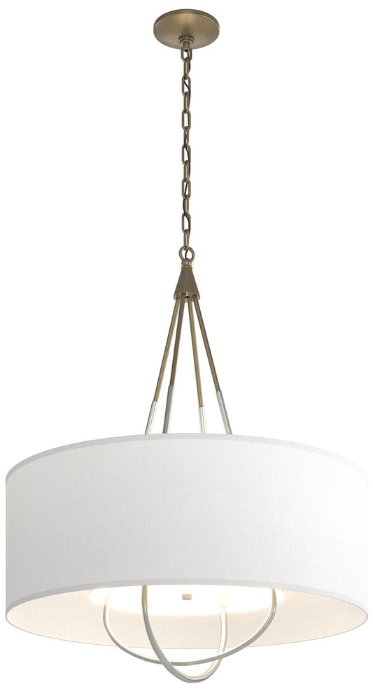 Loop Pendant - Soft Gold Finish - Vintage Platinum Accents - Natural Shade