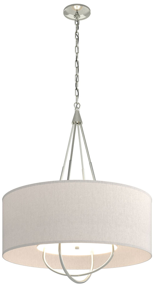 Loop Pendant - Sterling Finish - Vintage Platinum Accents - Flax Shade