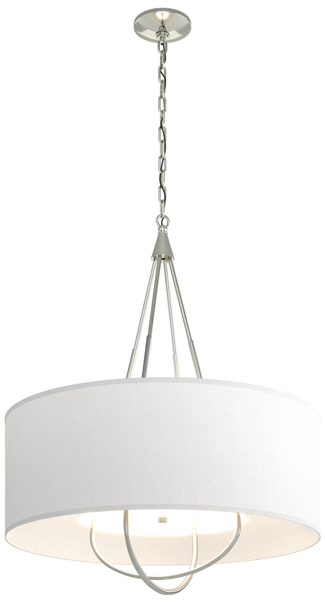 Loop Pendant - Sterling Finish - Vintage Platinum Accents - Natural Shade