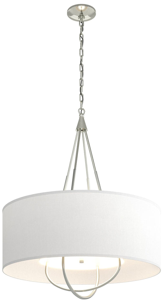 Loop Pendant - Sterling Finish - Vintage Platinum Accents - Natural Shade