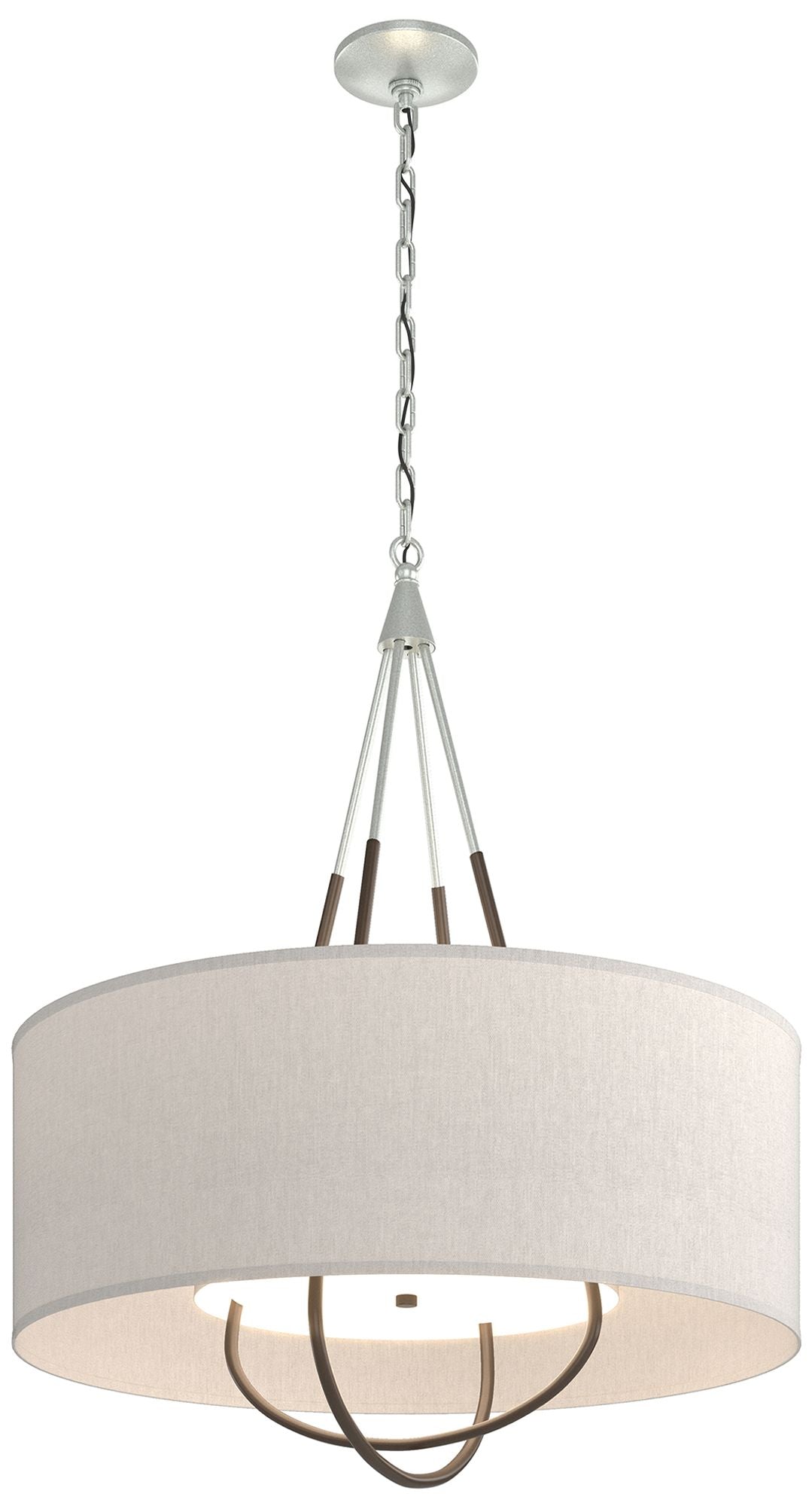 Loop Pendant - Vintage Platinum Finish - Bronze Accents - Flax Shade