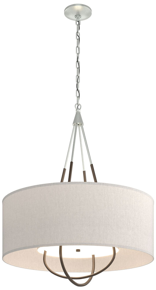 Loop Pendant - Vintage Platinum Finish - Bronze Accents - Flax Shade