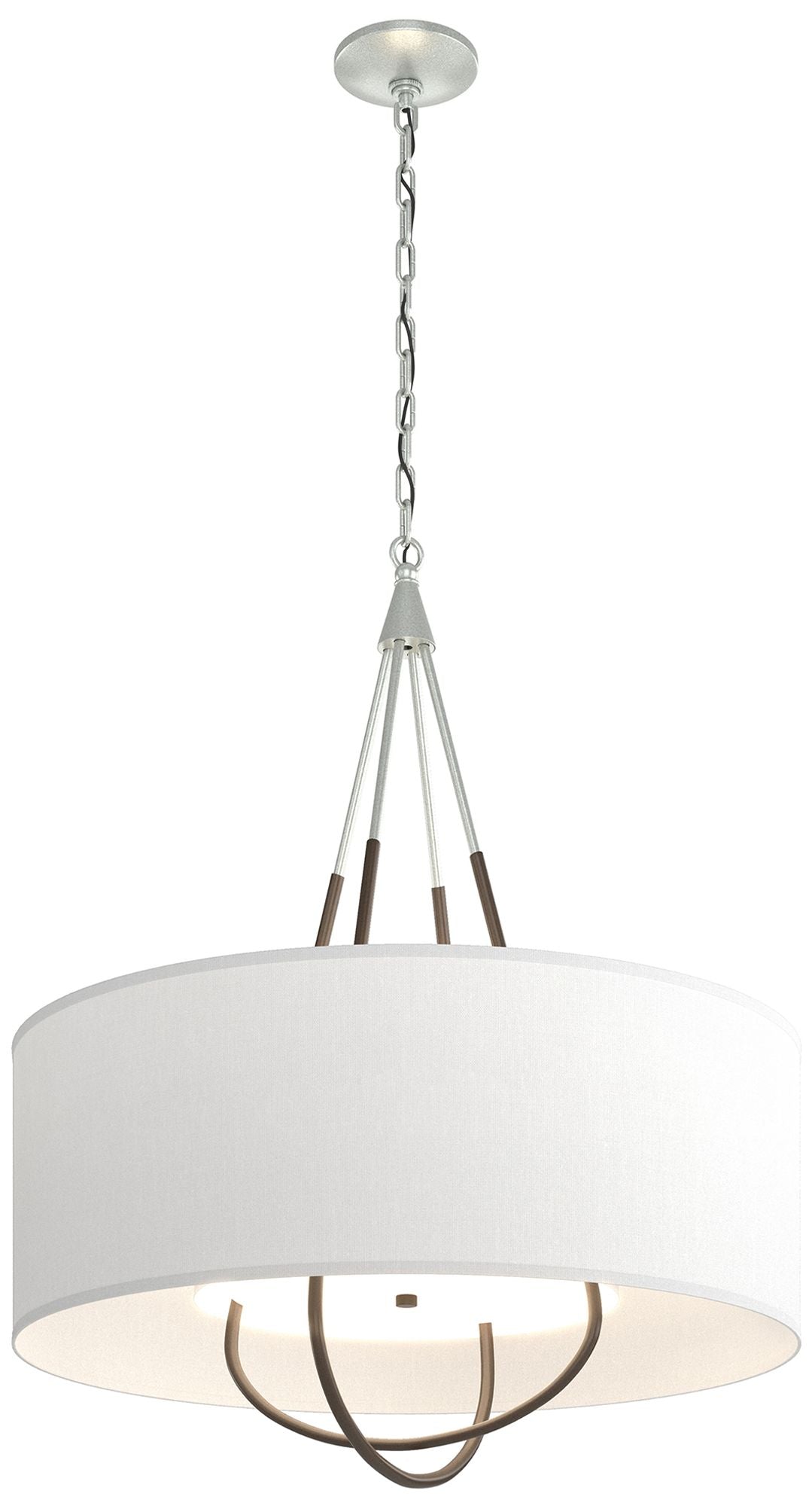 Loop Pendant - Vintage Platinum Finish - Bronze Accents - Natural Shade