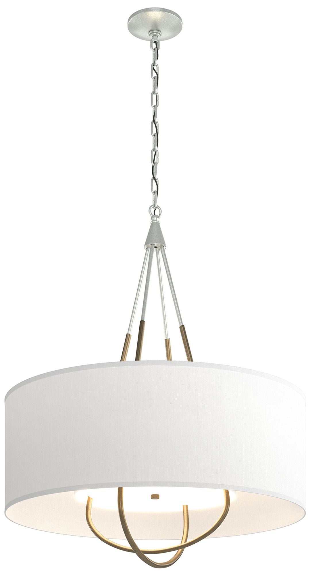 Loop Pendant - Vintage Platinum Finish - Gold Accents - Natural Anna Shade