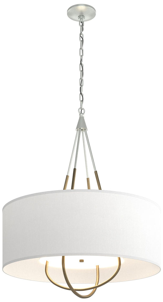 Loop Pendant - Vintage Platinum Finish - Gold Accents - Natural Anna Shade