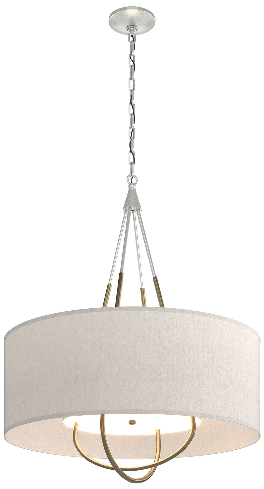 Loop Pendant - Vintage Platinum Finish - Soft Gold Accents - Flax Shade