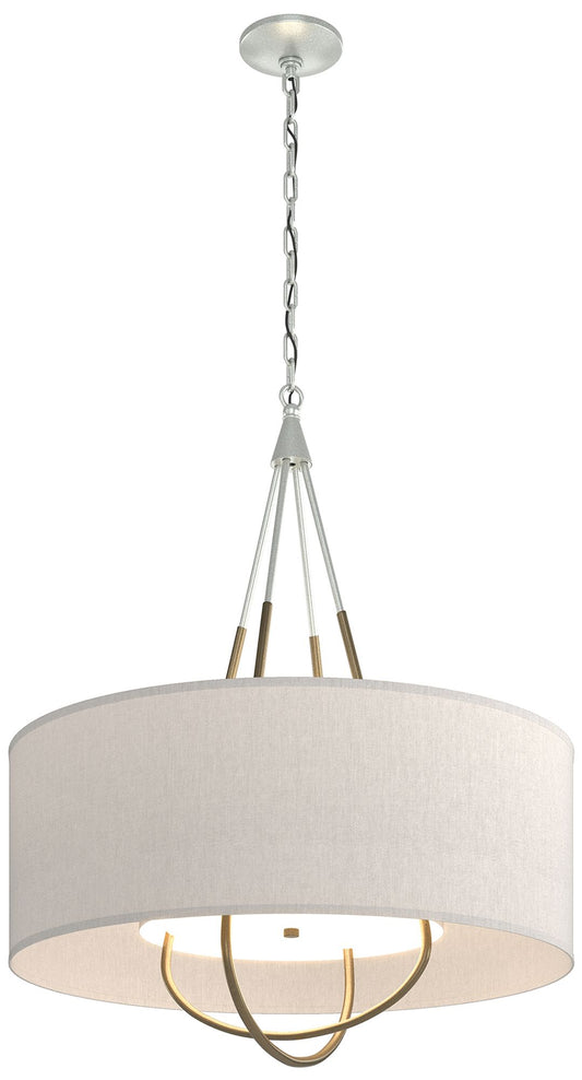 Loop Pendant - Vintage Platinum Finish - Soft Gold Accents - Flax Shade