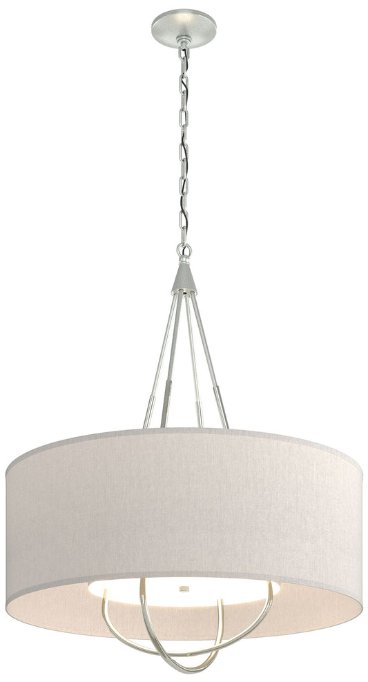 Loop Pendant - Vintage Platinum Finish - Sterling Accents - Flax Shade