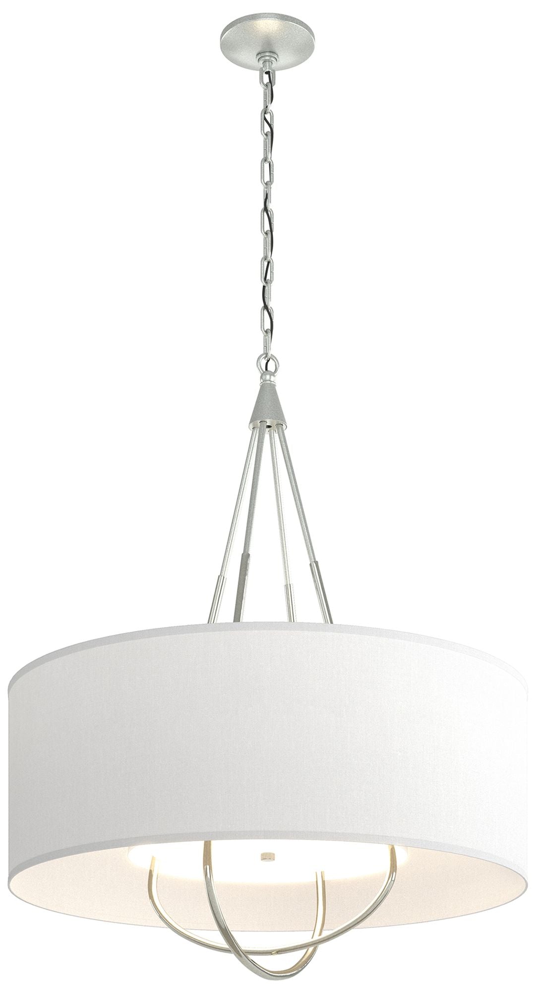 Loop Pendant - Vintage Platinum Finish - Sterling Accents - Natural Shade