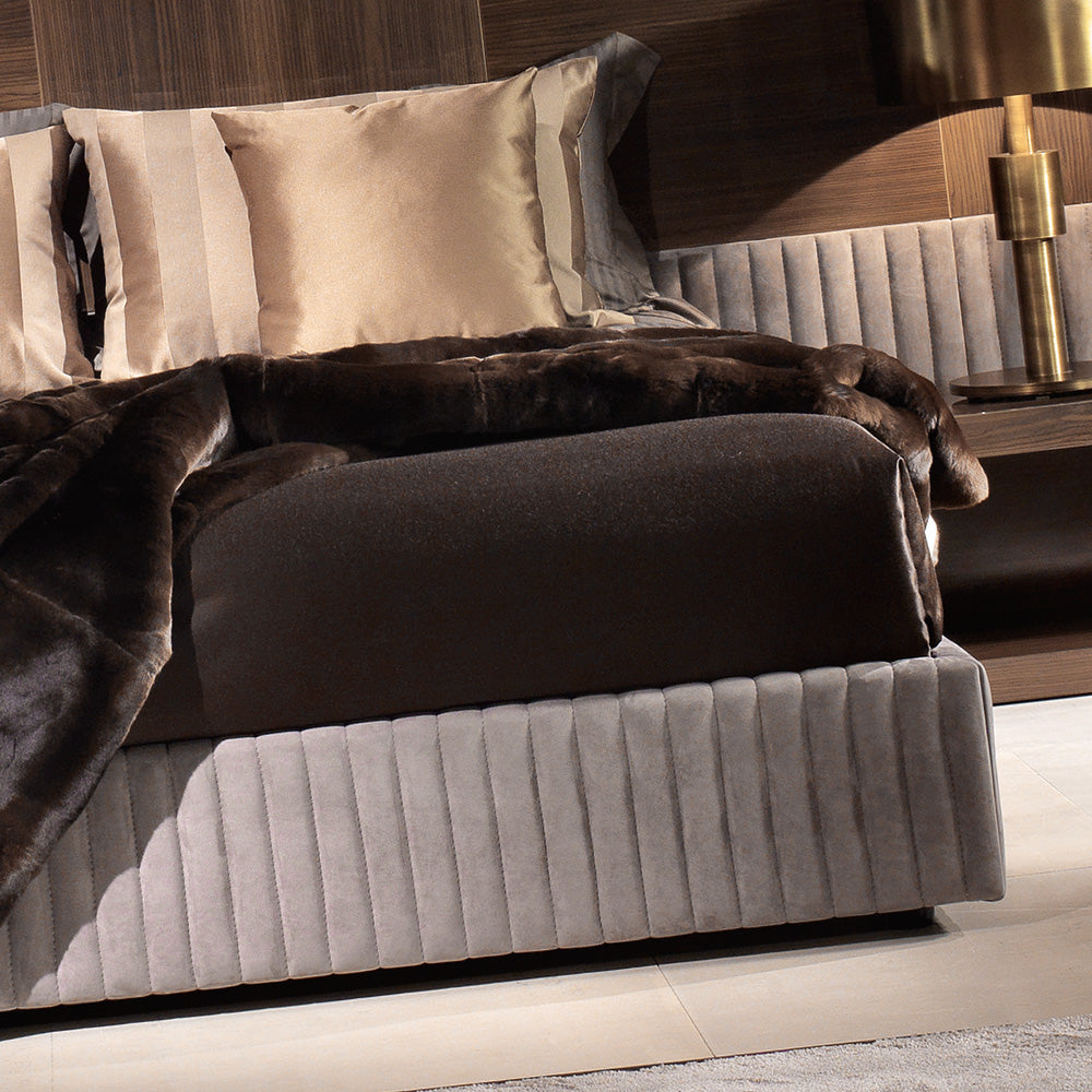 Low Contemporary Designer Italian Nubuck Leather Bed