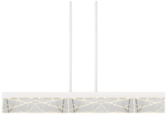 Lucus LED 3CCT 43" Thick Engraved Crystals Matte White Linear Pendant