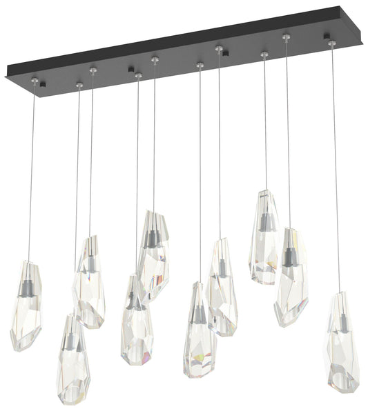 Luma 10-Light Large Crystal Rectangular Pendant - Black - Crystal