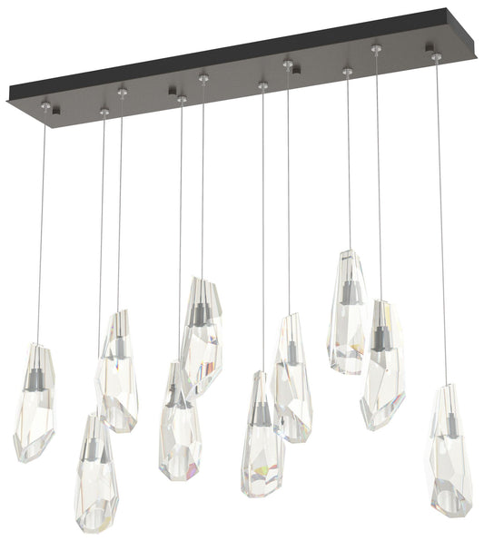 Luma 10-Light Large Crystal Rectangular Pendant - Dark Smoke - Crystal