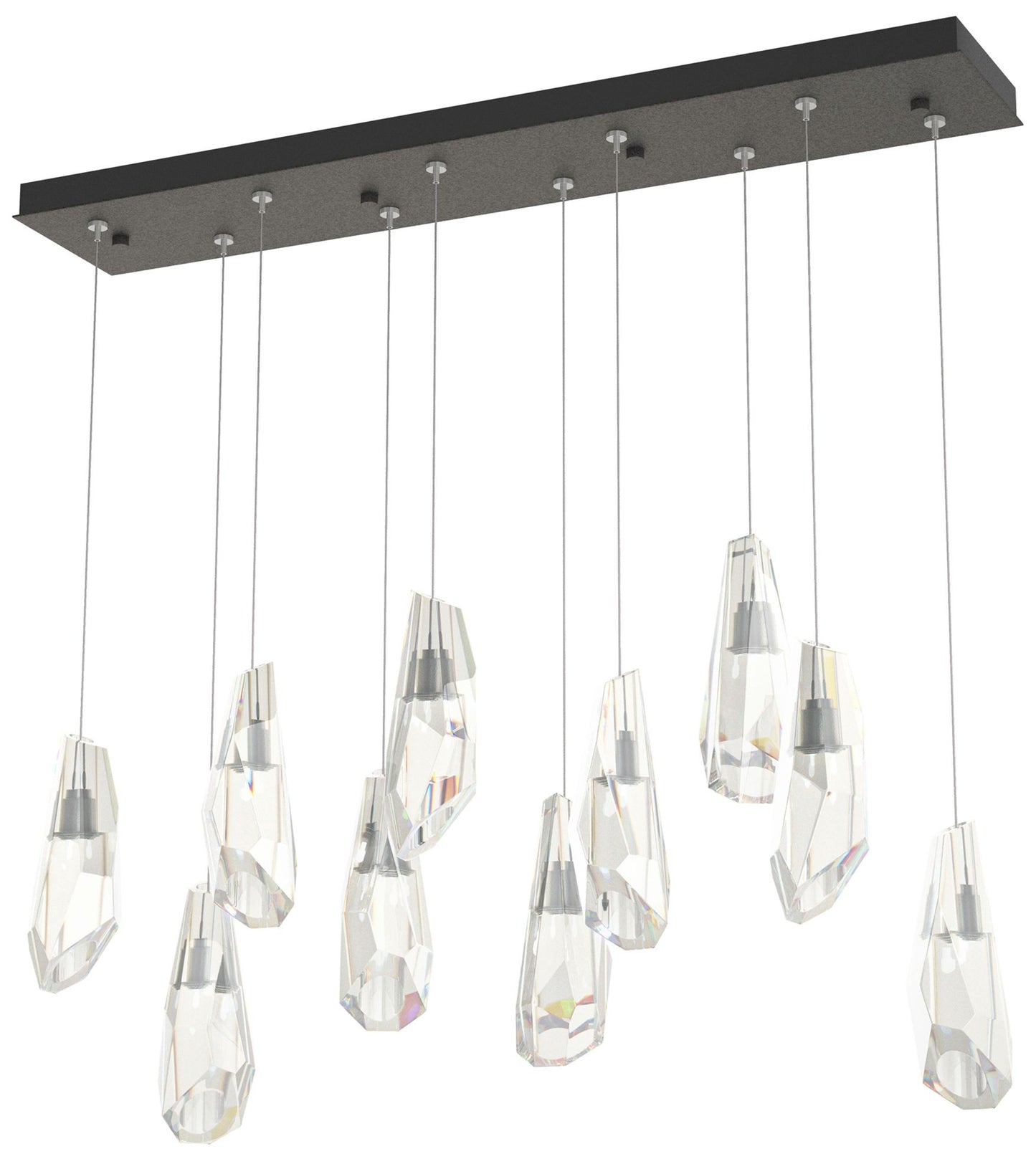 Luma 10-Light Large Crystal Rectangular Pendant - Iron - Crystal