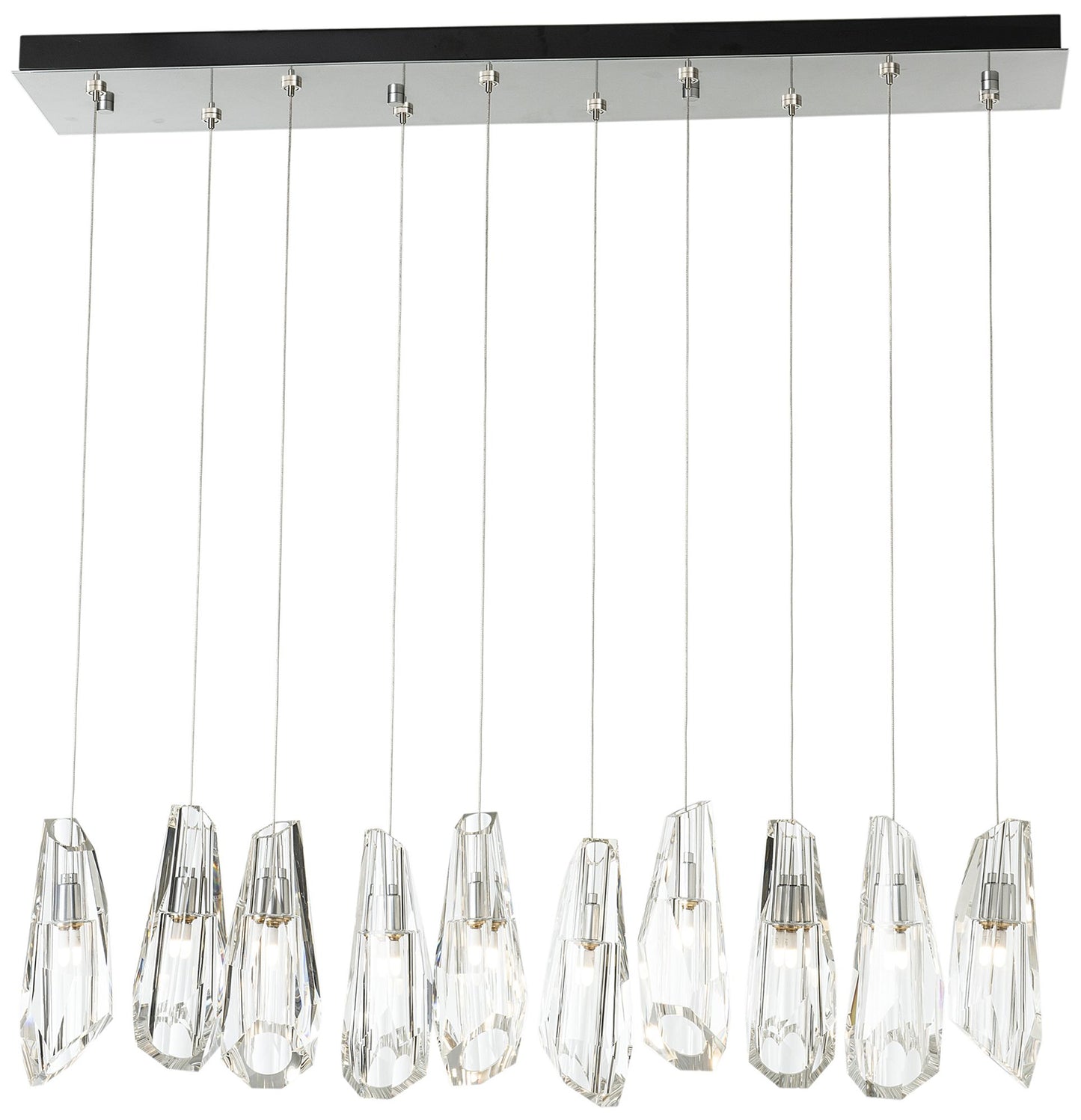 Luma 10-Light Large Rectangular Pendant - Sterling - Crystal - Standard