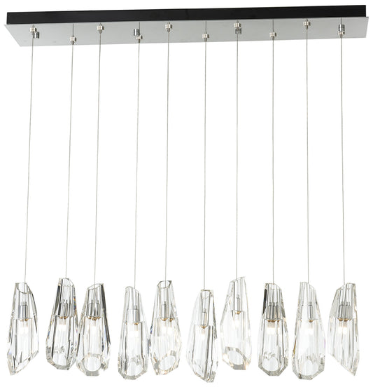 Luma 10-Light Large Rectangular Pendant - Sterling - Crystal - Standard