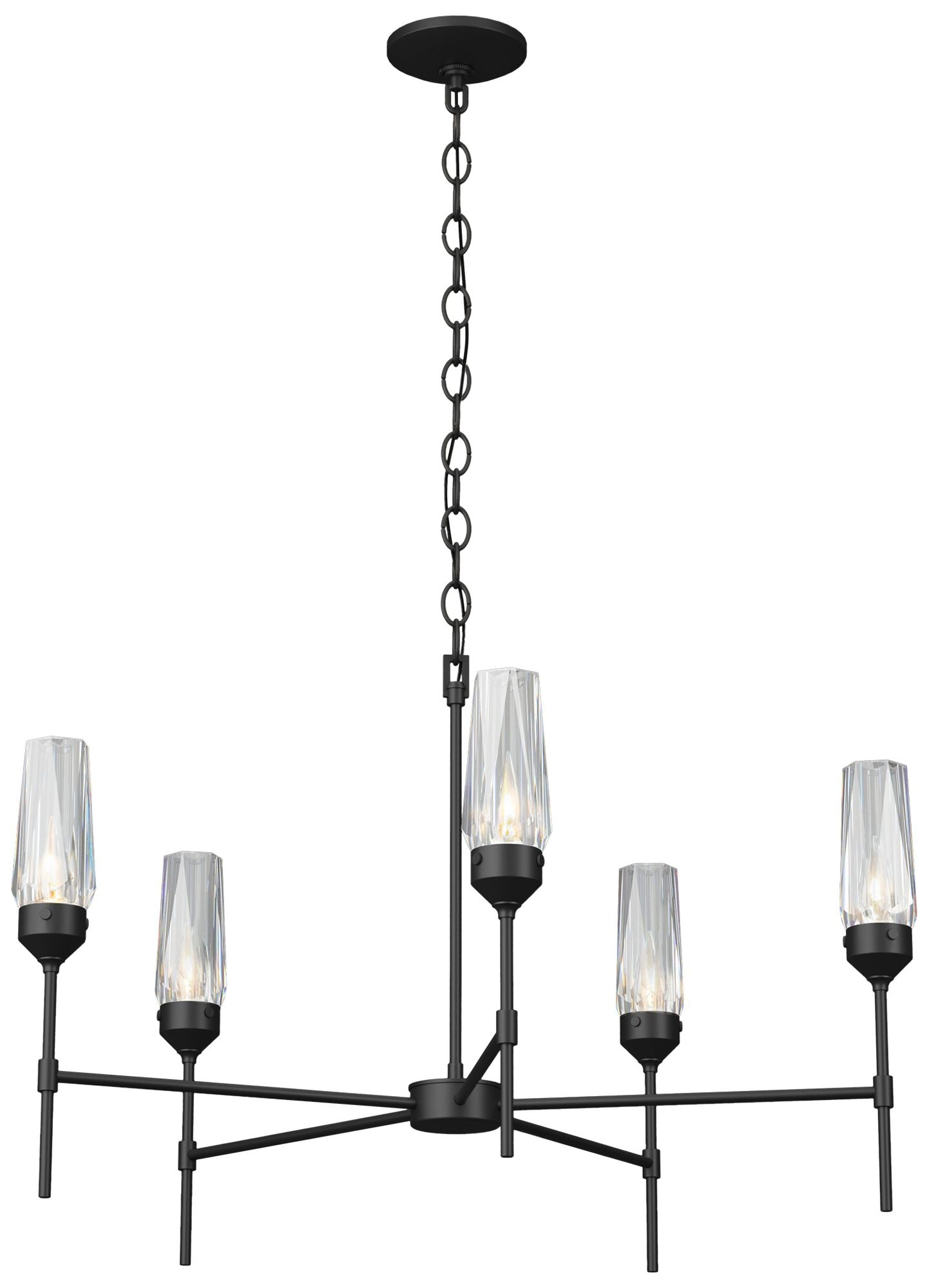 Luma 30.9" Wide Crystal Accented 5 Arm Black Chandelier