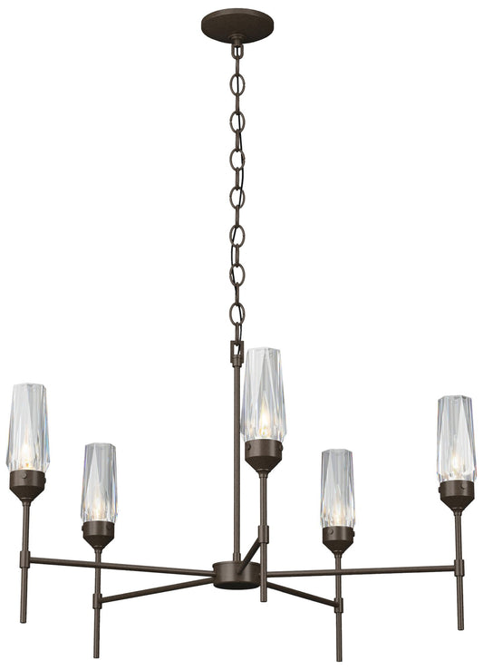 Luma 30.9" Wide Crystal Accented 5 Arm Bronze Chandelier