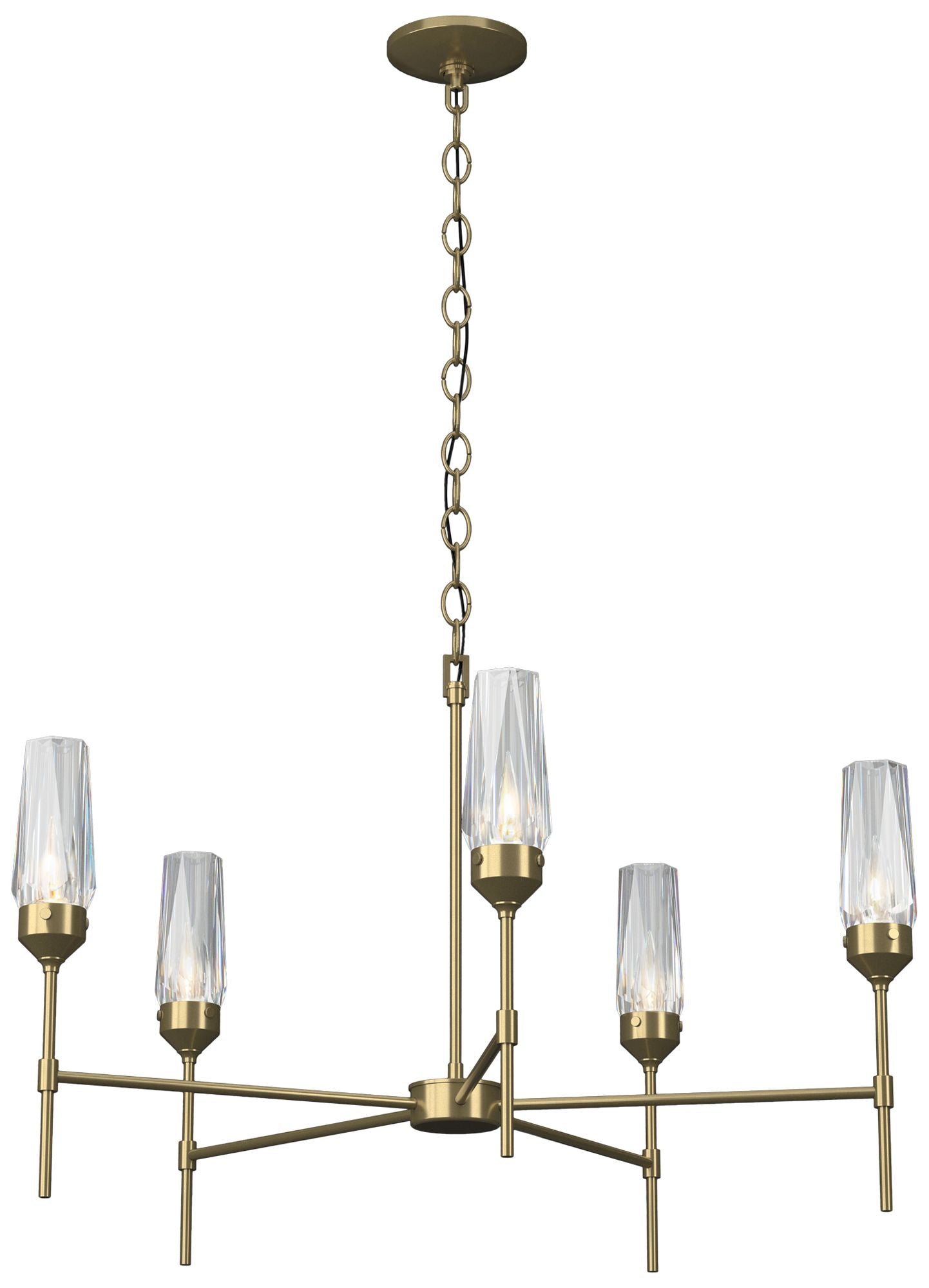 Luma 30.9" Wide Crystal Accented 5 Arm Modern Brass Chandelier