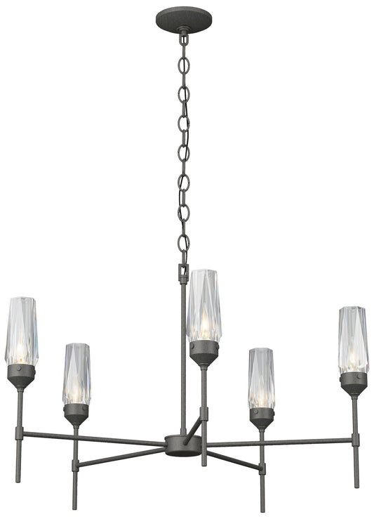 Luma 30.9" Wide Crystal Accented 5 Arm Natural Iron Chandelier