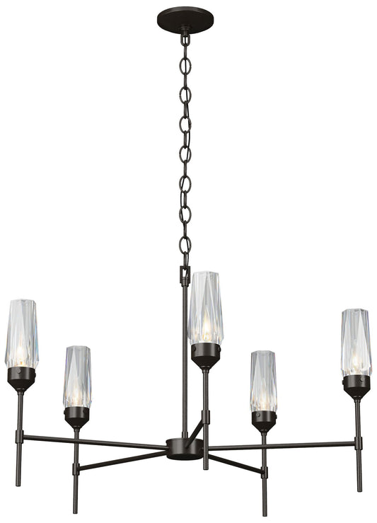 Luma 30.9" Wide Crystal Accented 5 Arm Oil Rubbed Bronze Chandelier