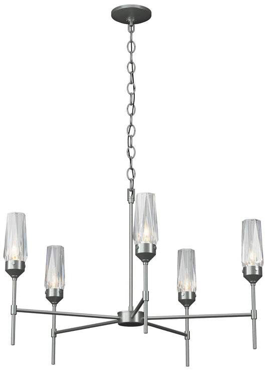 Luma 30.9" Wide Crystal Accented 5 Arm Vintage Platinum Chandelier