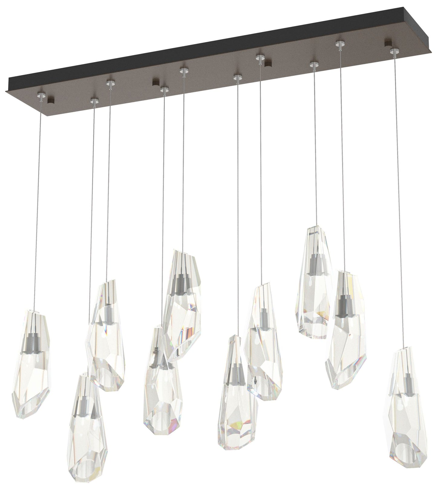 Luma 44.5" Rectangular Bronze & Crystal Long Pendant