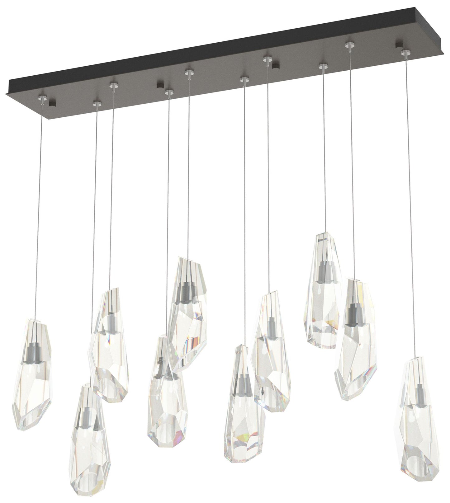 Luma 44.5" Rectangular Dark Smoke & Crystal Long Pendant