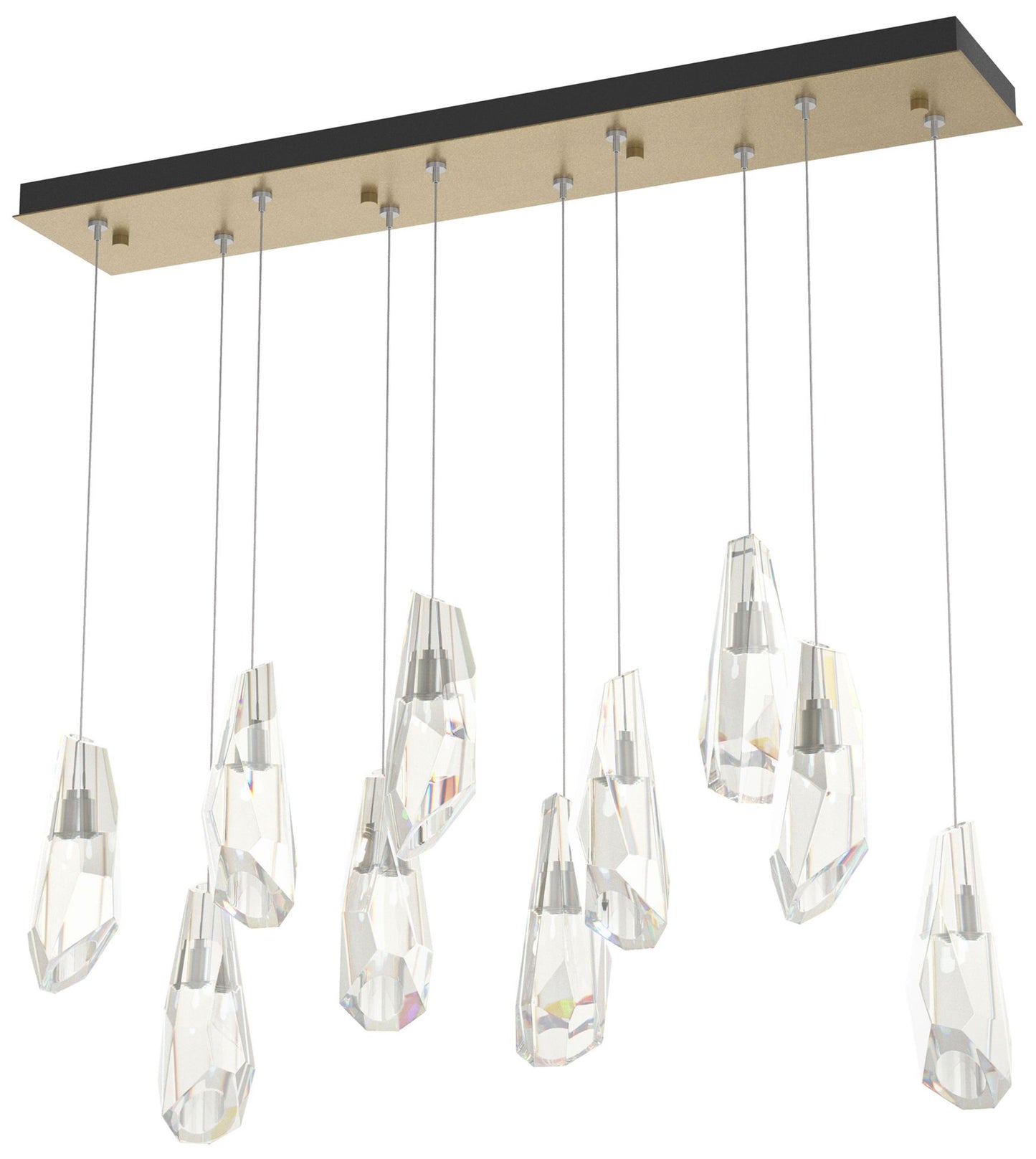 Luma 44.5" Rectangular Soft Gold & Crystal Long Pendant