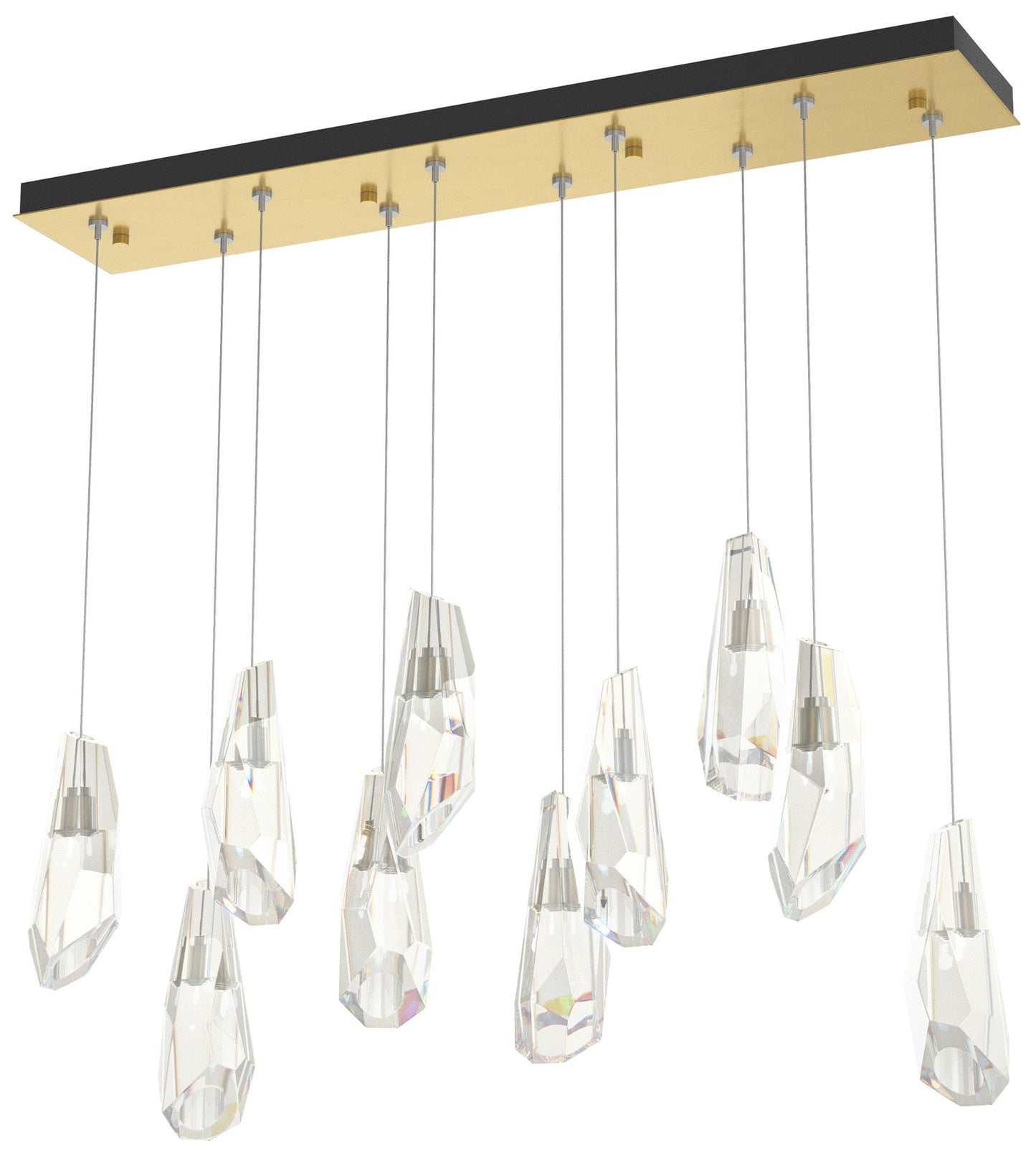 Luma 44.5"W 10-Light Crystal Accented Rectangular Brass Standard Penda