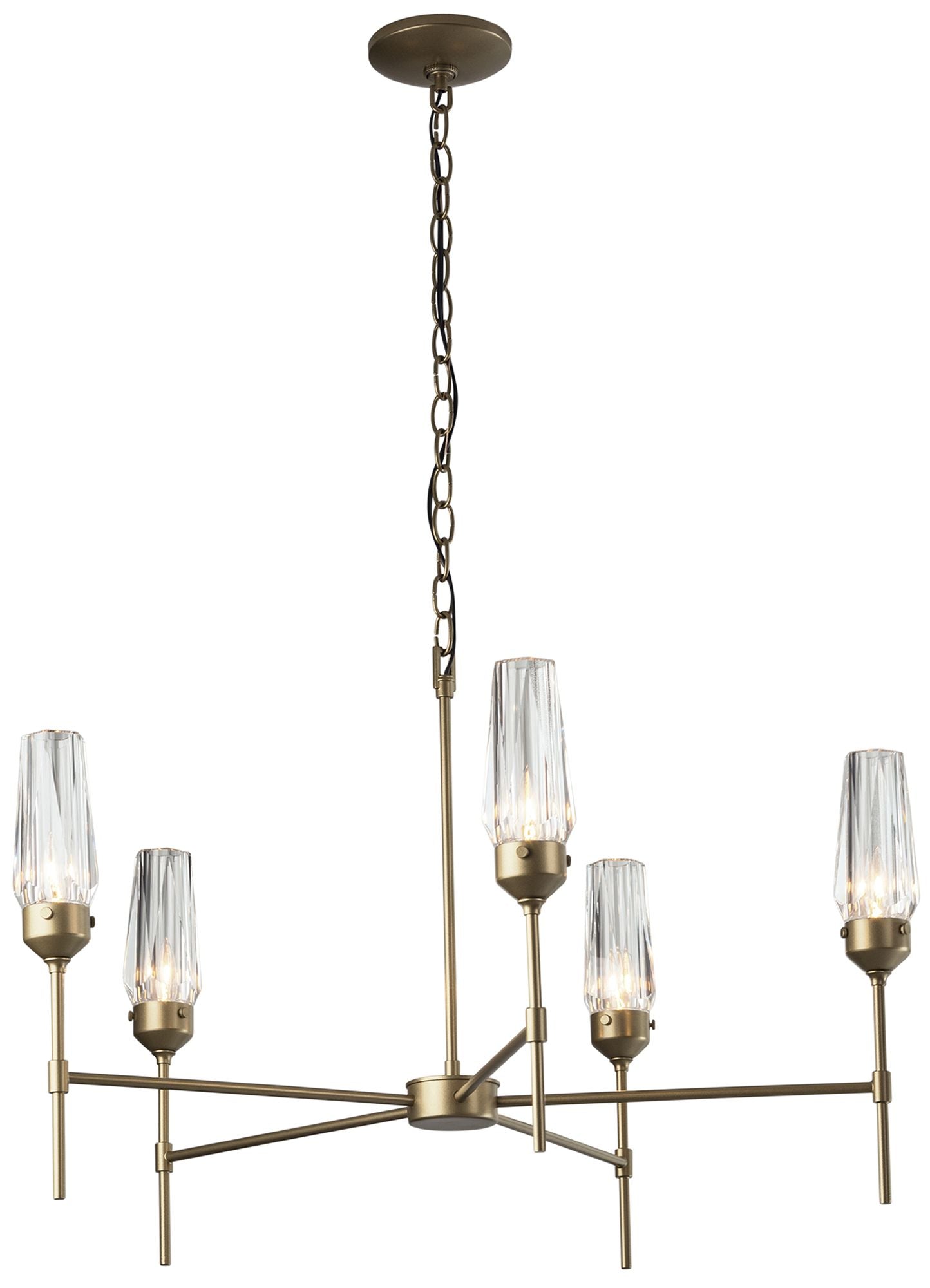 Luma 5 Arm Chandelier - Soft Gold Finish - Crystal Accents