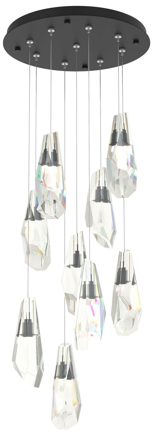 Luma 9-Light Large Crystal Round Pendant - Black - Crystal