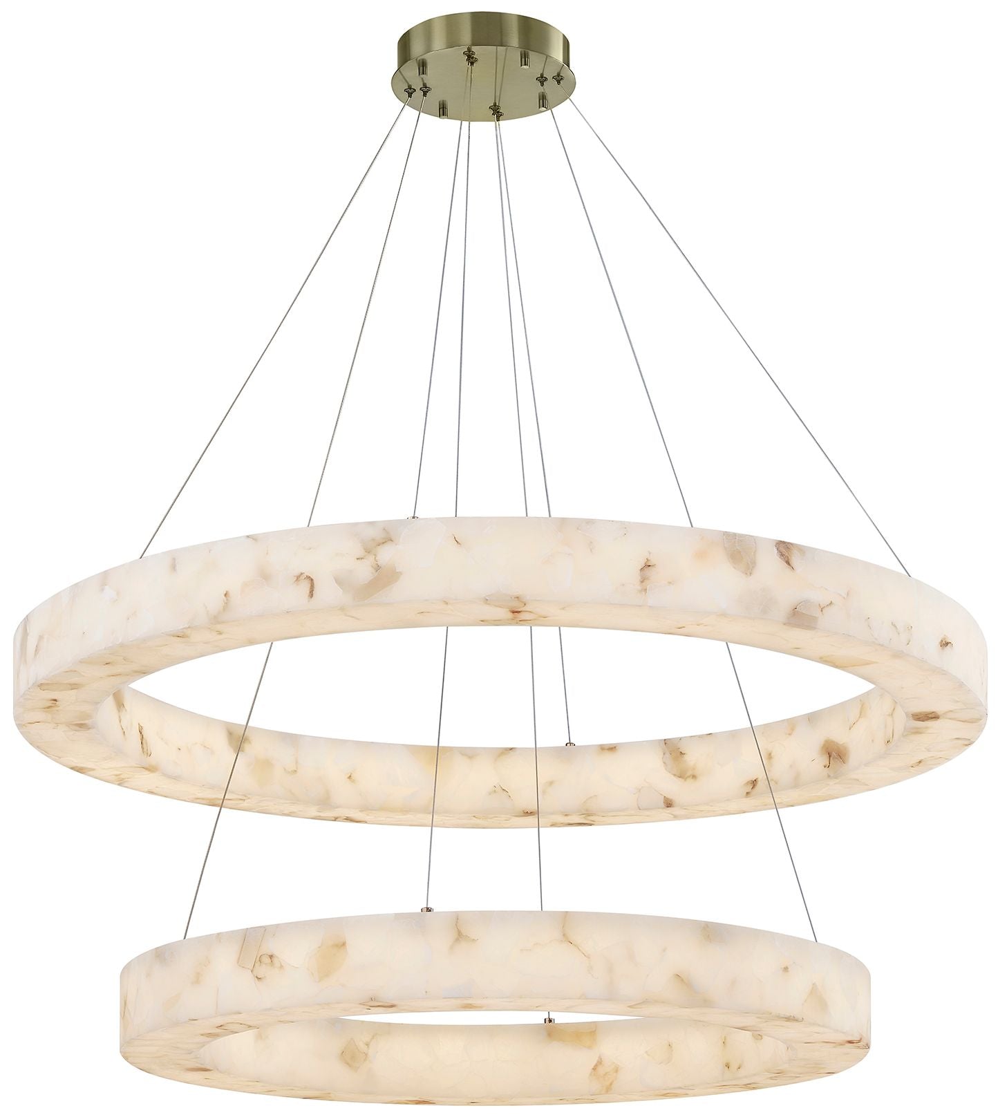 LumenAria Medley 42" Wide 2-Tier Alabaster Rocks LED Ring Pendant