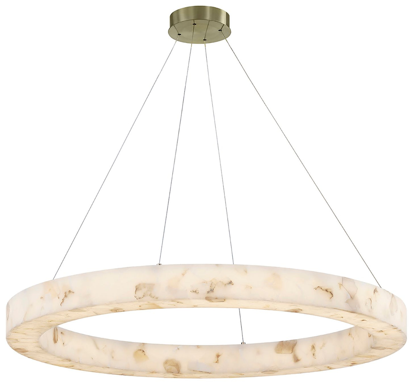 LumenAria Medley 42" Wide Alabaster Rocks LED Ring Pendant