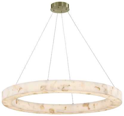 LumenAria Medley 42" Wide Alabaster Rocks LED Ring Pendant