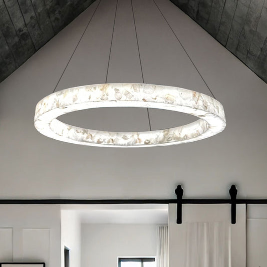 LumenAria Medley 42" Wide Alabaster Rocks LED Ring Pendant