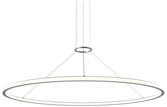 Luna 60" Round LED Pendant w/ 20' Cord (3500K) - Satin Aluminum