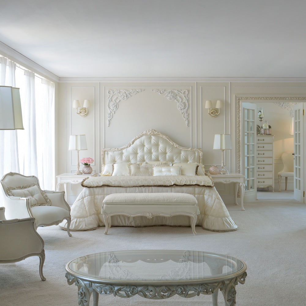 Luxurious Classic Italian Designer Button Upholstered Bed